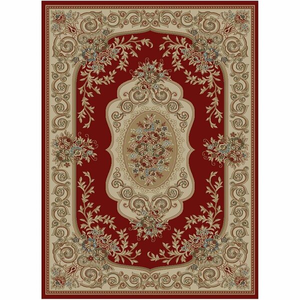 Mayberry Rug 5 ft. 3 in. x 7 ft. 7 in. Home Town Lyon Claret Area Rug, Ivory HT9970 5X8